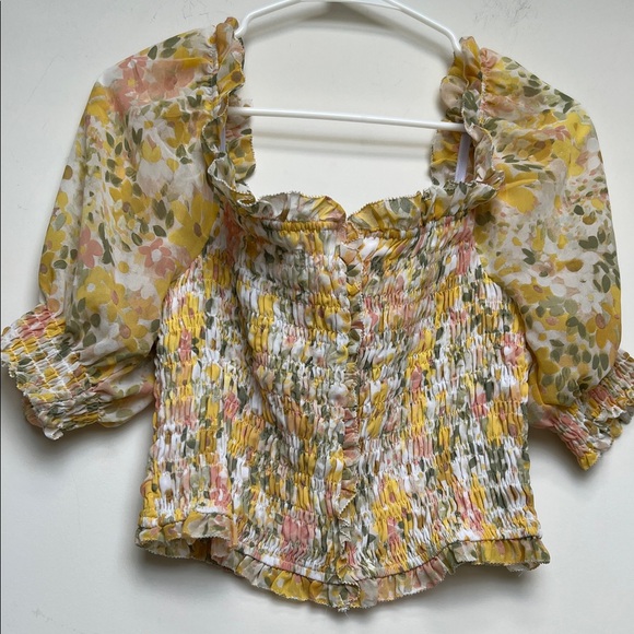 ASTR The Label Floral Rouched Top - Picture 1 of 3
